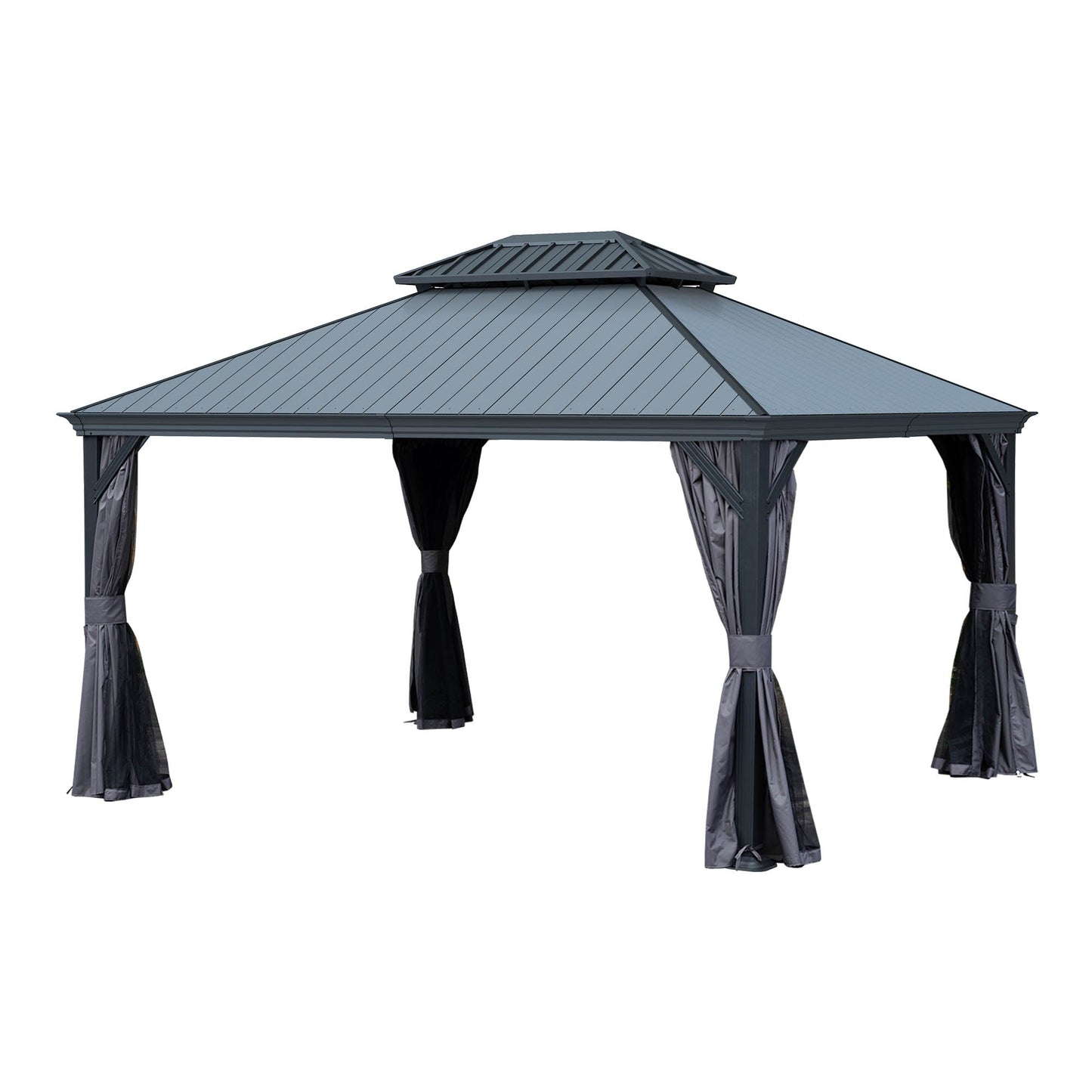 12'x14' Hardtop Gazebo with Resin Roof and Drainage Gutters