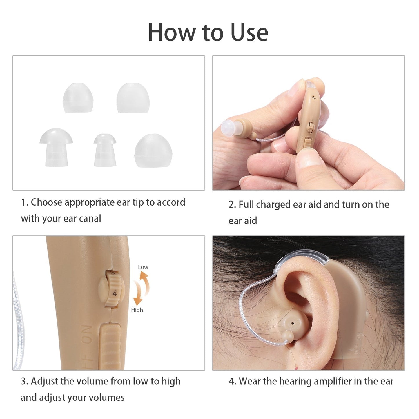 iMounTEK Digital Ear Hearing Aid Kit Rechargeable Noise Cancelling Hearing Amplifier US Plug for Elders Voice Amplifier