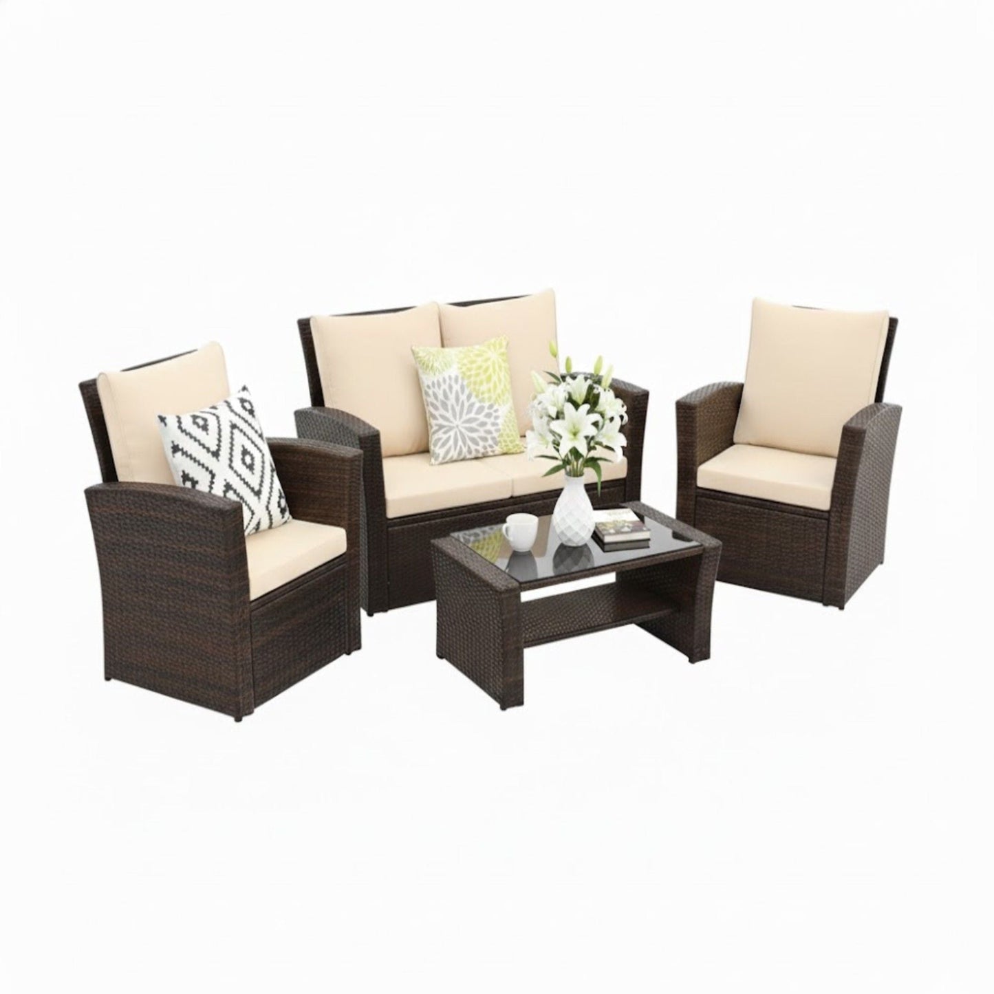 Modern Patio Set With Table And Cushions