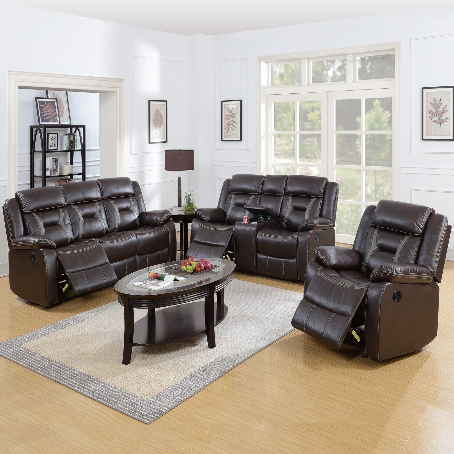 Living Room Set With Pillow Armrest And Tufted Backrest