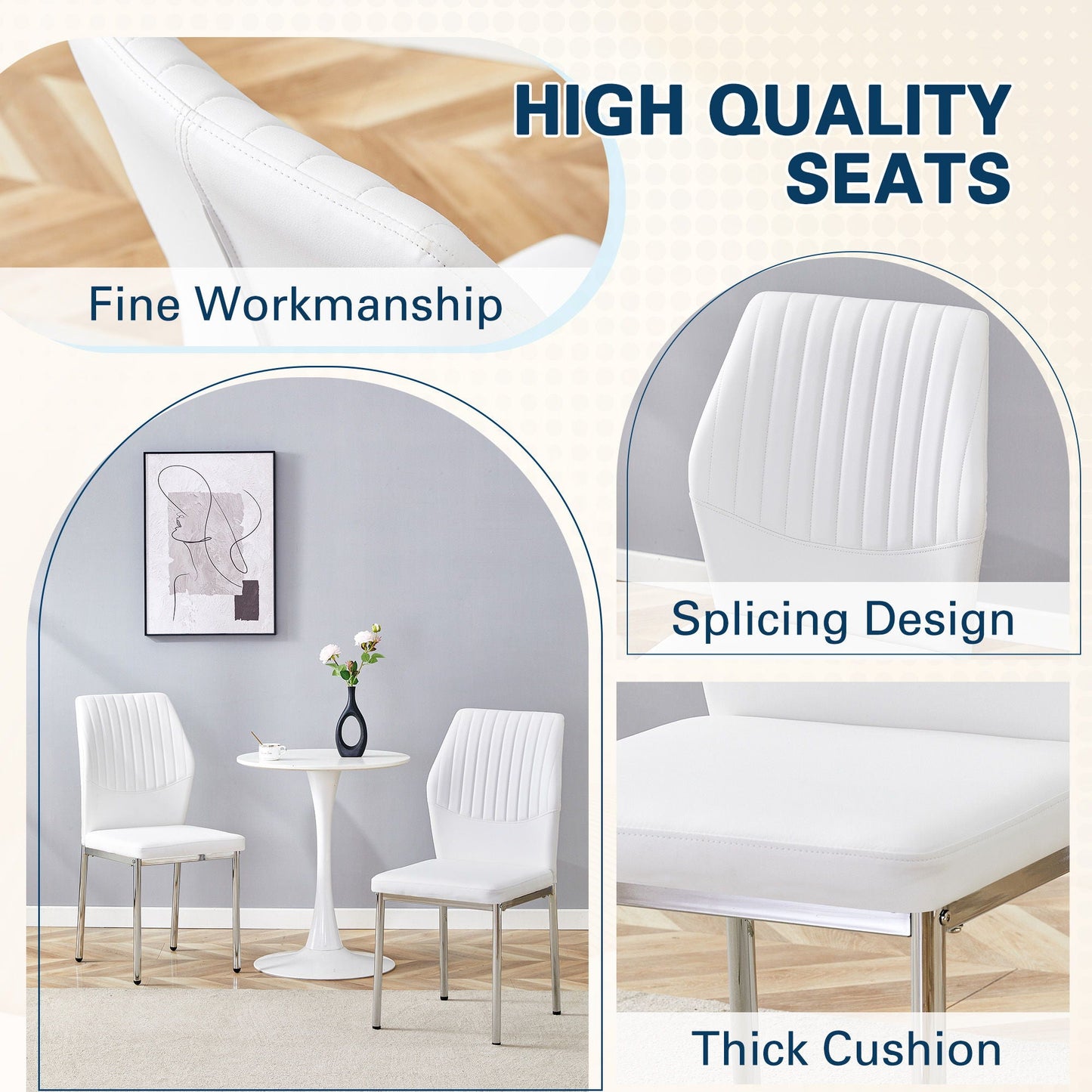 Luxury Simple High Resilience Dining Chair With Metal Legs