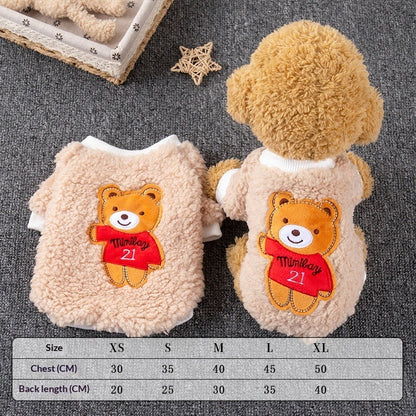 Cute Autumn Winter Dog Hoodie With A Little Bear Pocket