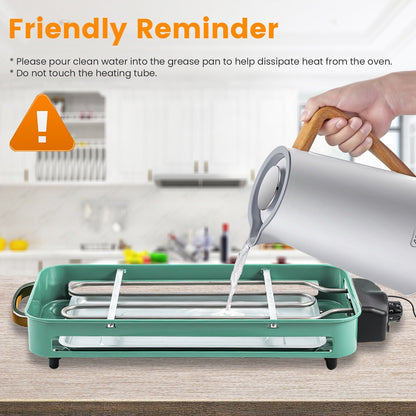 2000W Electric Indoor Grill 2 in 1 Electric BBQ Gill with Grill NetÊRemovable Plate 5 Temperature Control 3 Small Trays Dishwasher Safe