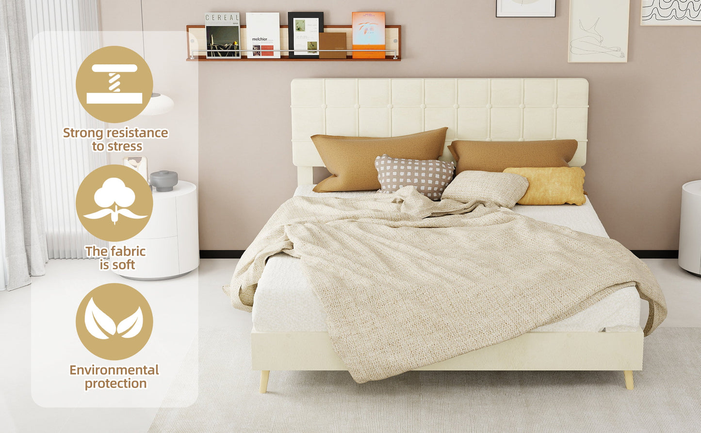 Modern Upholstered Bed Frame – Premium Holland Velvet Fabric