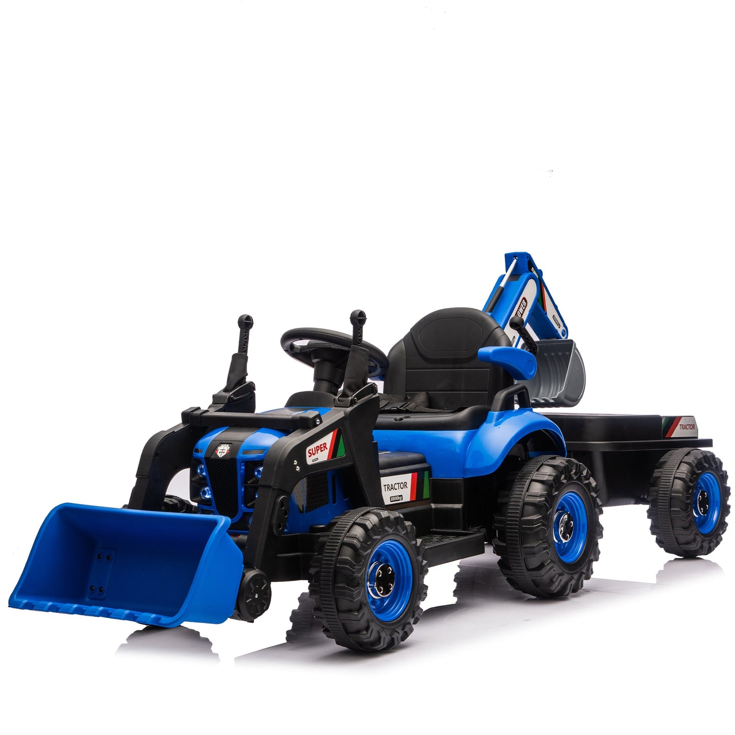 24V Kids Ride-On Electric Tractor Toy with 4-in-1 Construction Attachments