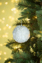 4" Cream Shabby Chic Ruffled Ornament Ball