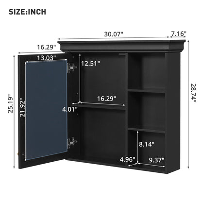 Wall Mounted Bathroom Medicine Cabinet with Mirror and Adjustable Storage