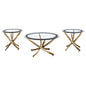 Brooke 3-piece Round Coffee and End Table Set Rose Brass