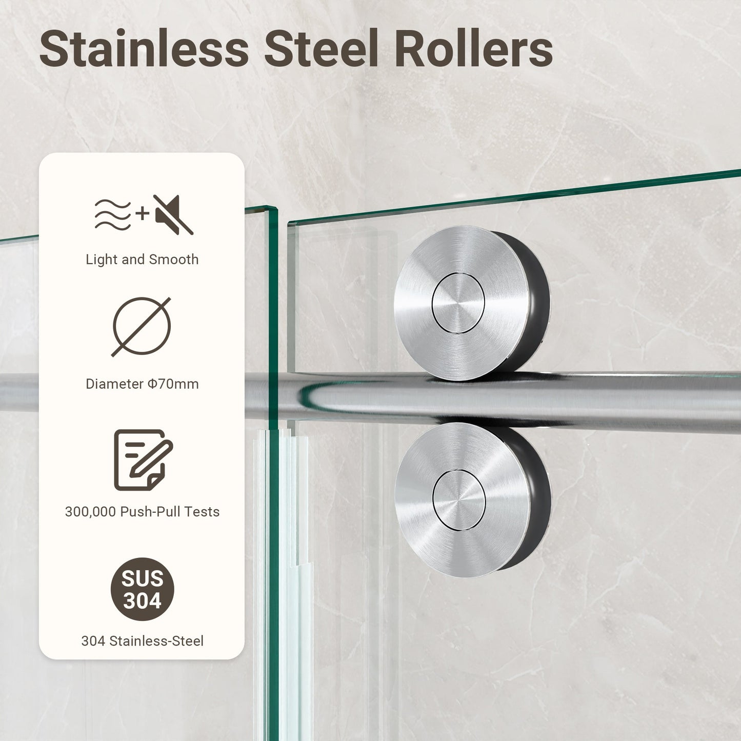 56-60"W x 72"H Frameless Sliding Shower Door – Clear Tempered Glass