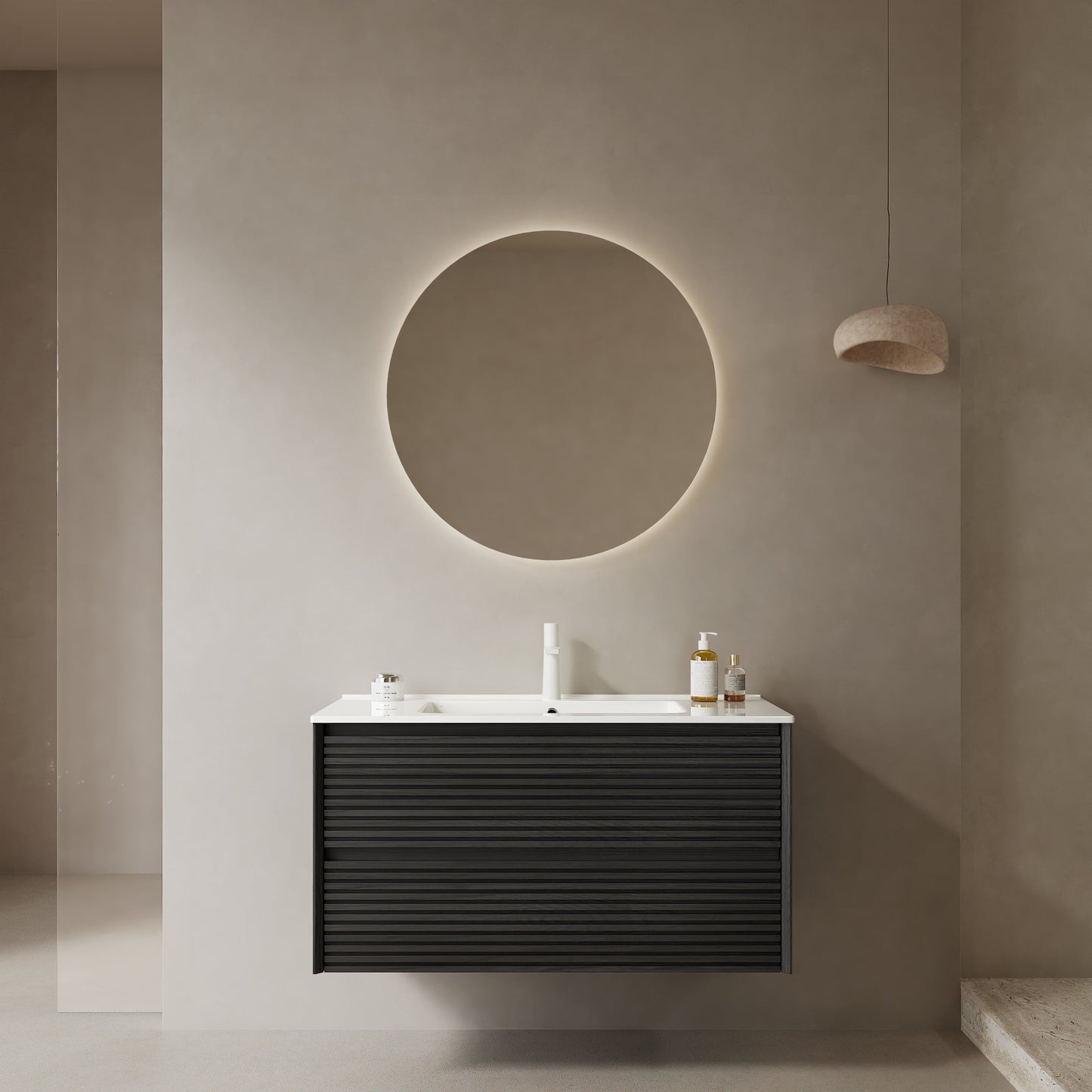 BRON 36" Bathroom Vanity with Sink, Modern Wall-Mounted Floating Cabinet