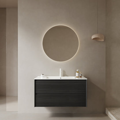 BRON 36" Bathroom Vanity with Sink, Modern Wall-Mounted Floating Cabinet