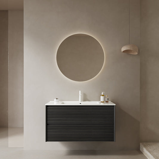 BRON 36" Bathroom Vanity with Sink, Modern Wall-Mounted Floating Cabinet