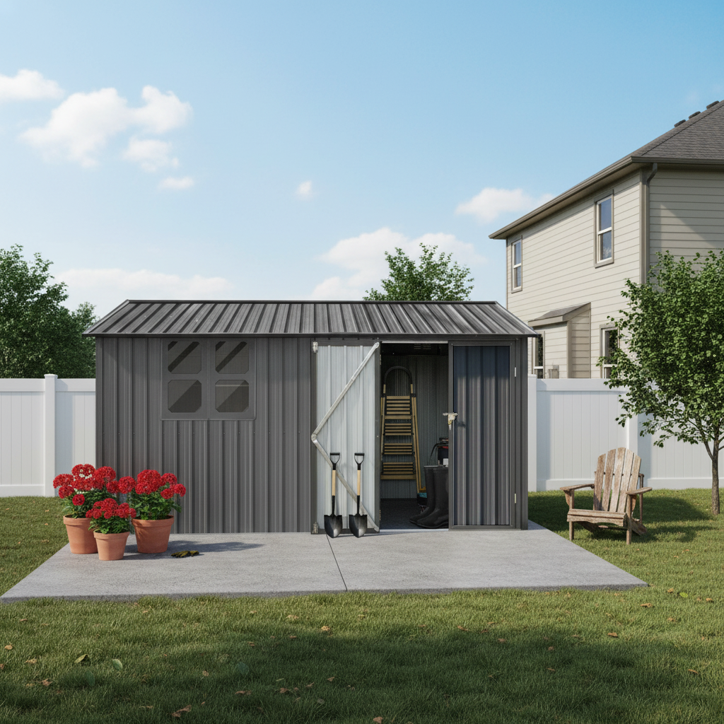 12x10 Ft Metal Garden Shed for Outdoor Storage