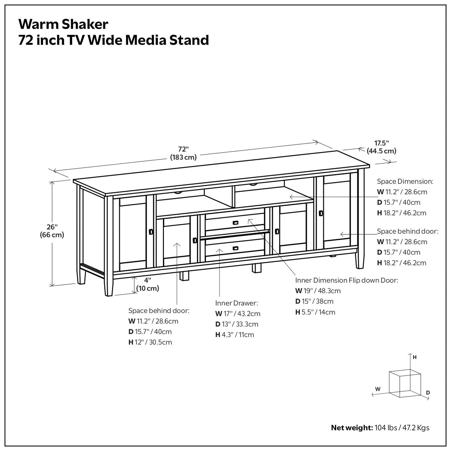 Warm Shaker - TV Media Stand - Hickory Brown