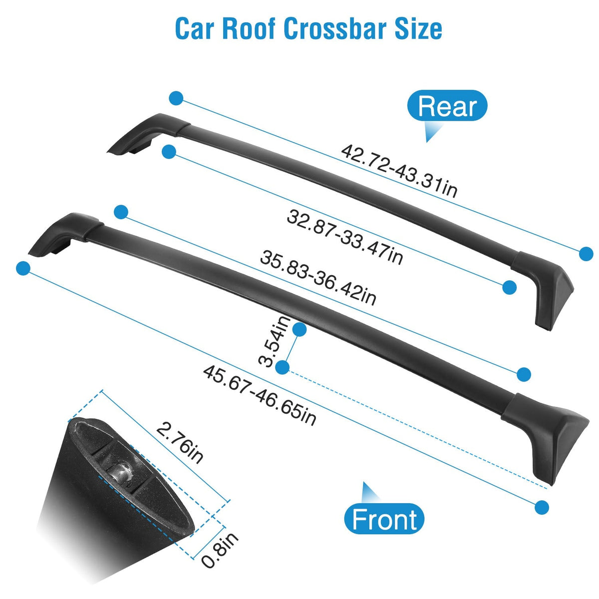 Car Roof Rack Cross Bars Aluminum Alloy Cargo Carrier Rooftop Crossbars Fit for Toyota RAV4 2019-2024 with Side Rails for Cargo Carrier Bag Kayak Bike
