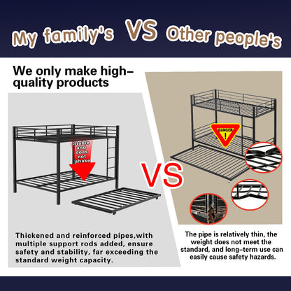 Durable Square Tube Iron Full-Size Bunk Bed