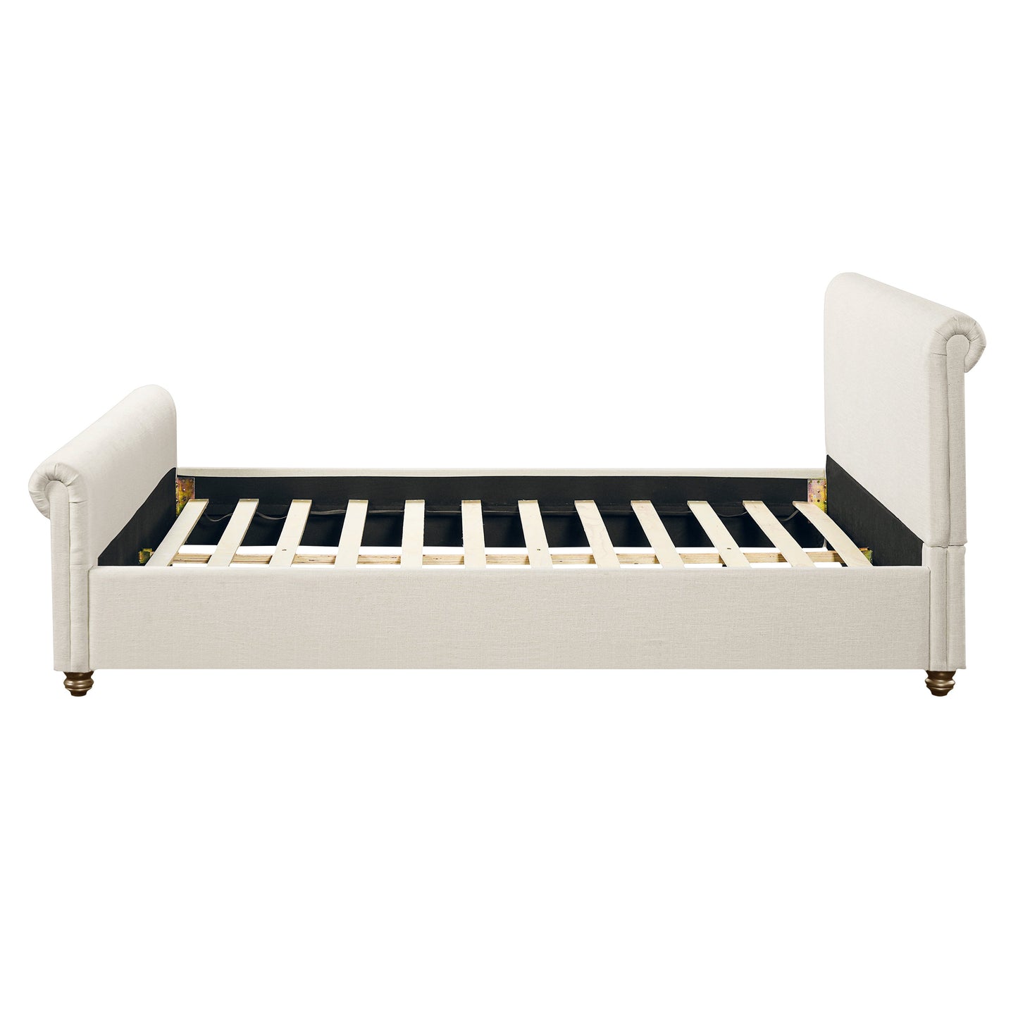 Queen Size Upholstered Bed Frame With Linen Fabric