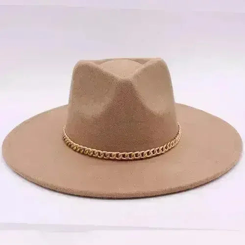 Chain Belt Fedora Hat - Suede-Like Polyester Hat | Femstylo