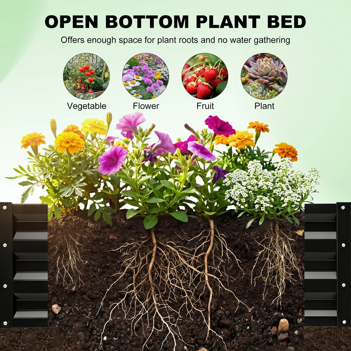 Raised Garden Bed with Arch Trellis, 2 Pack Metal Planter Boxes