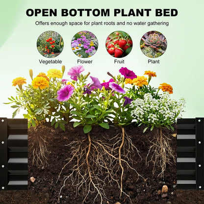 Raised Garden Bed with Arch Trellis, 2 Pack Metal Planter Boxes