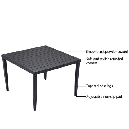 Outdoor Modern Dining Set, Chairs Sunbrella Cushioned And Dining Table With Umbrella Hole