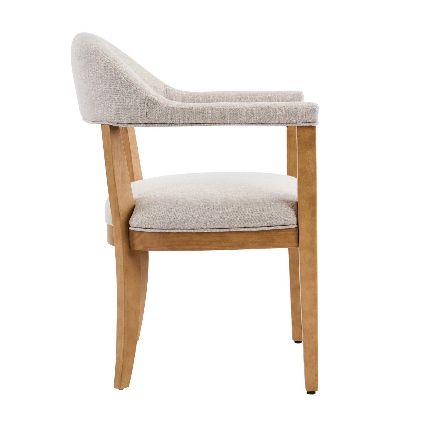Wood Frame Upholstered Dining Chairs with Armrests (Set of 2)