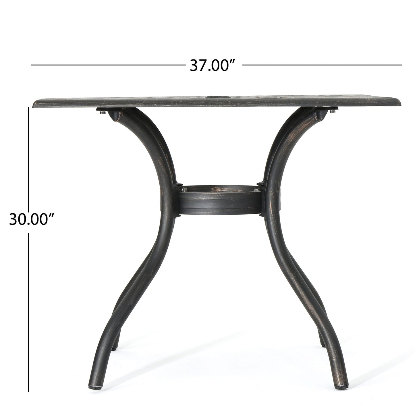 Enchantia Outdoor Square Dining Table with Weave Tabletop and Flared Legs - Copper
