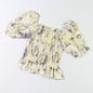Slim Blouse French Style Tops Leaves Flower Print  Shirt women Elastic Body women's clothing official