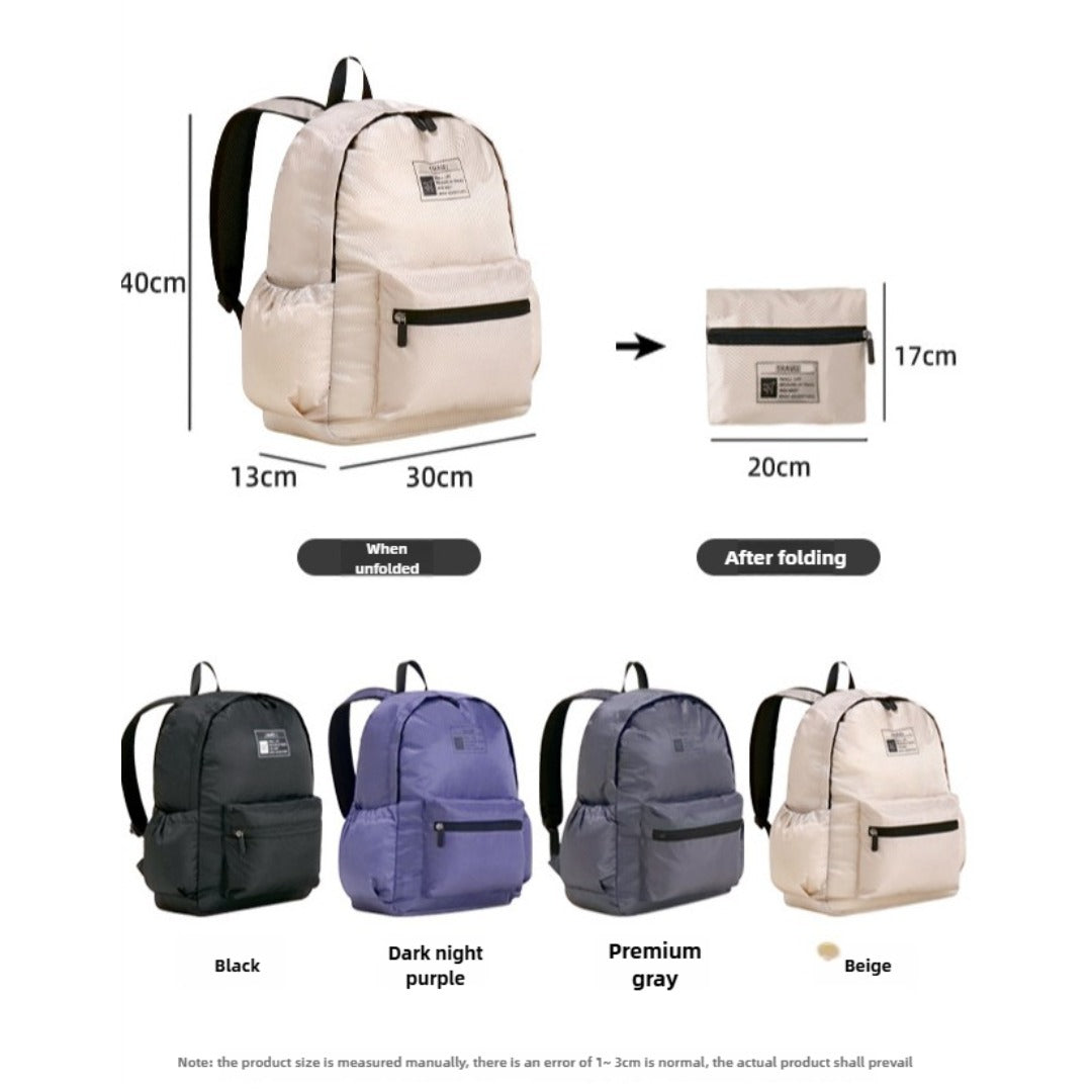 Foldable backpack, simple large capacity travel backpack female, waterproof storage backpack purse, casual polyester clothing storage backpack purse lightweight