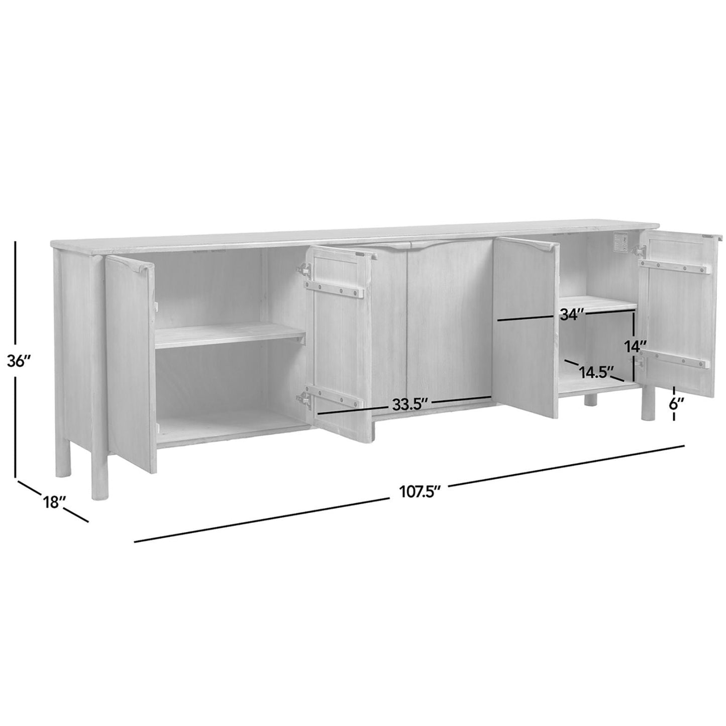 Nolan - 6 Door Sideboard - Brown