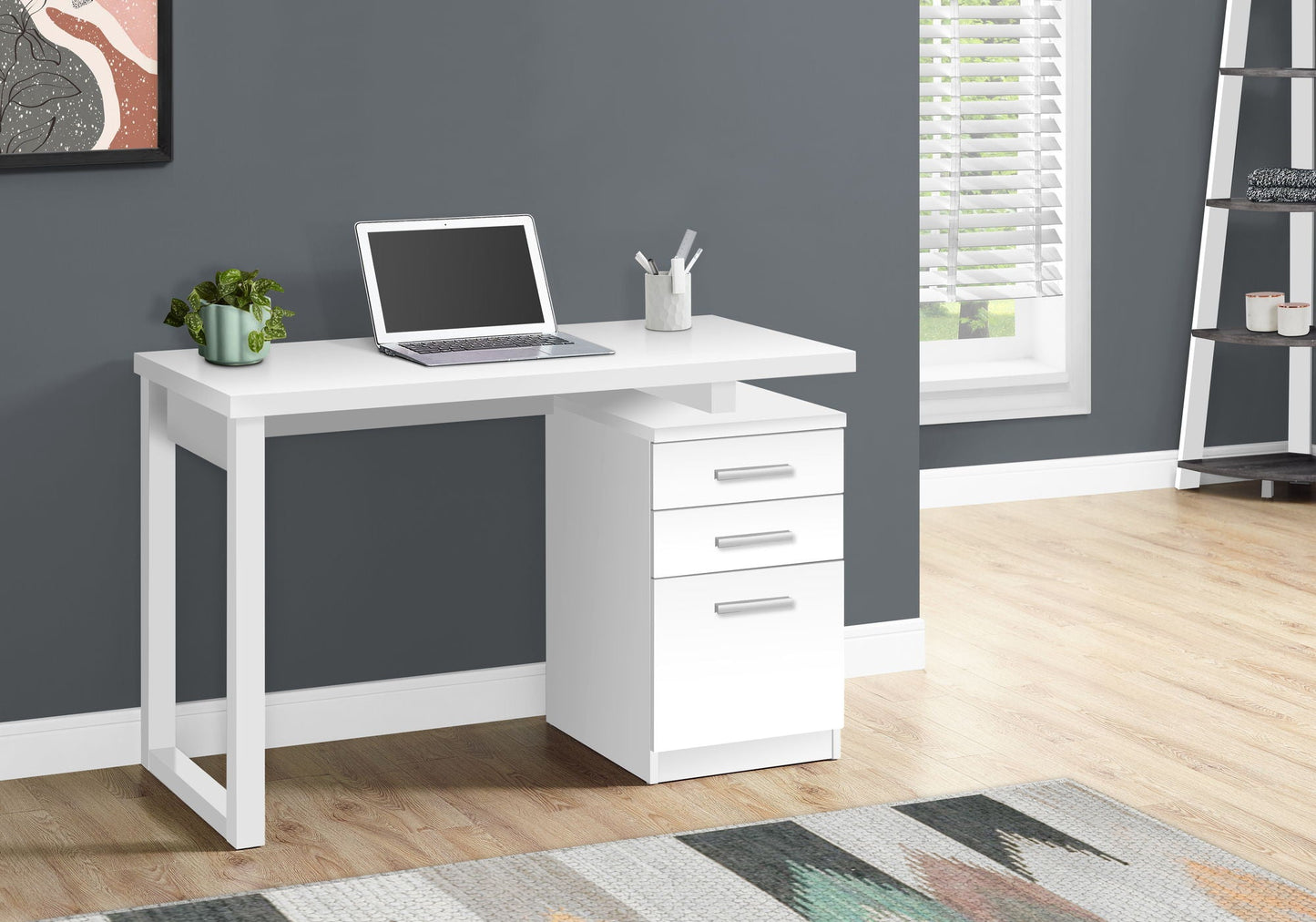 Computer Desk for Home Office Laptop with Reversible Storage Drawers