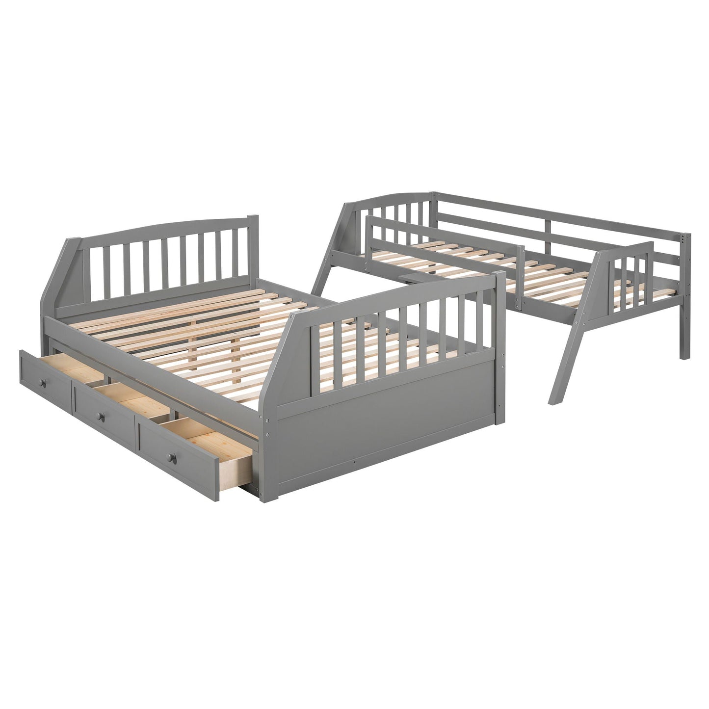 Bunk Bed With Drawers, Ladder And Storage Staircase