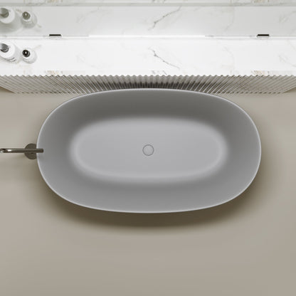 51'' Freestanding Bathtub Resin Stone Soaking Bathtub