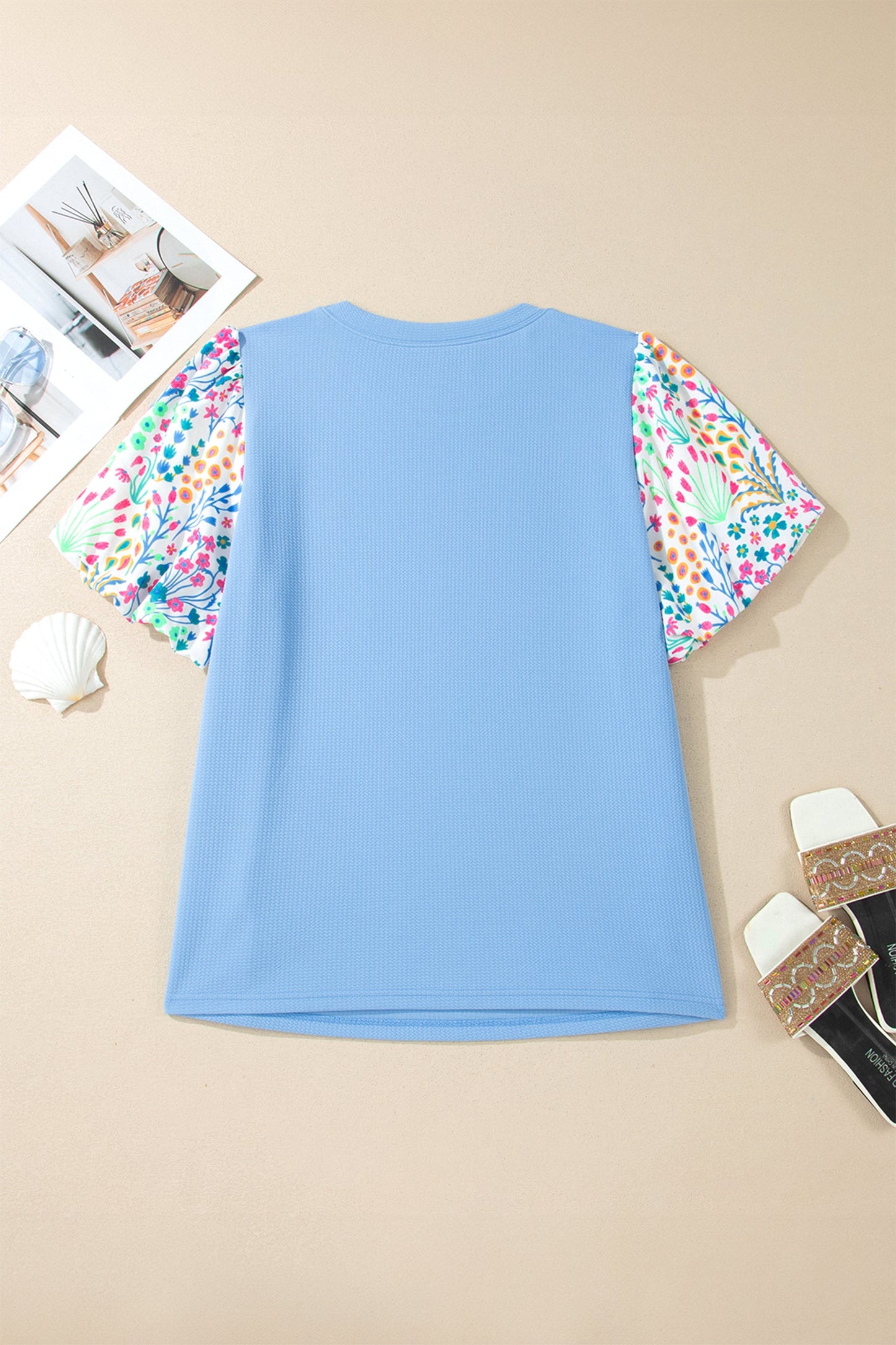 Raelynn Contrast Floral Sleeve PLUS Top