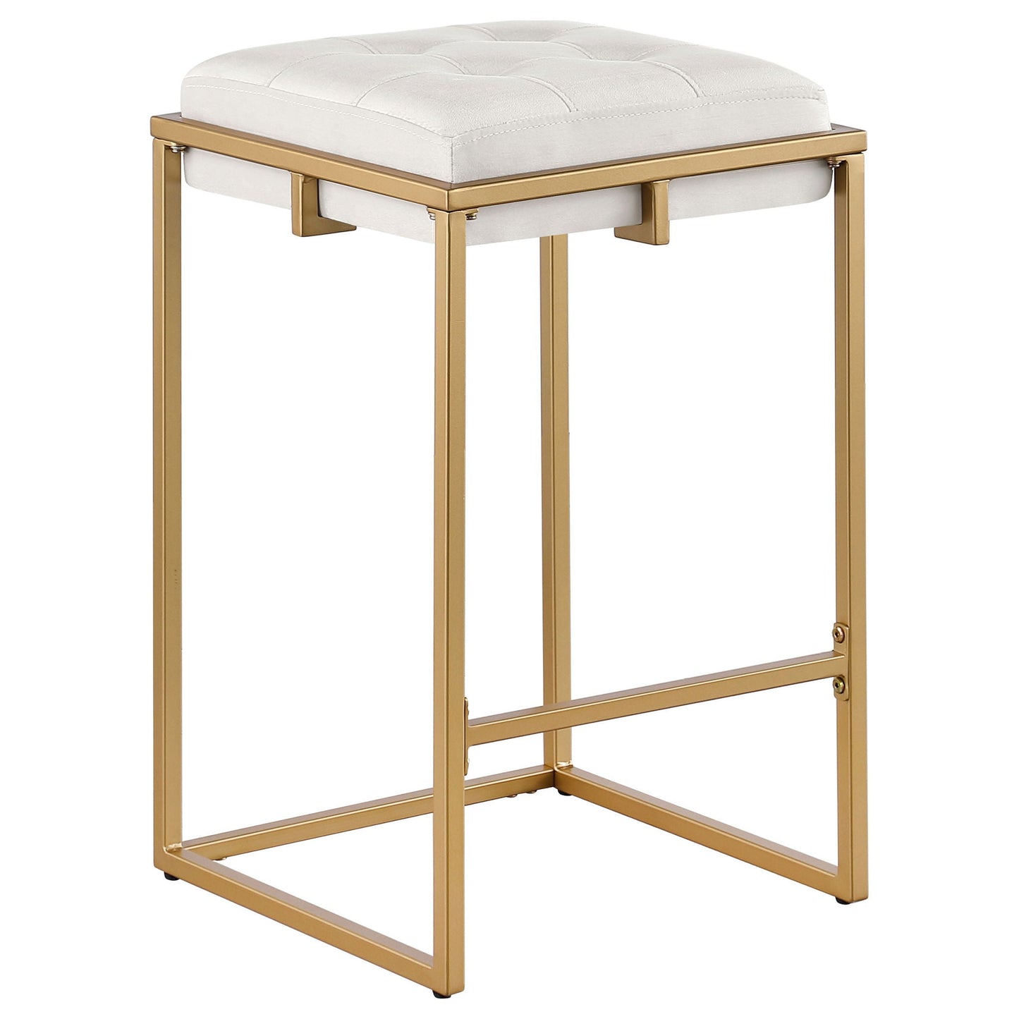 Square Counter Height Stools (Set of 2) - Beige / Gold