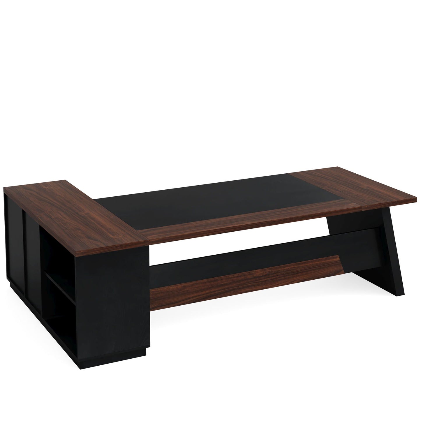 L-Shaped Executive Desk With File Cabinet & Drawers
