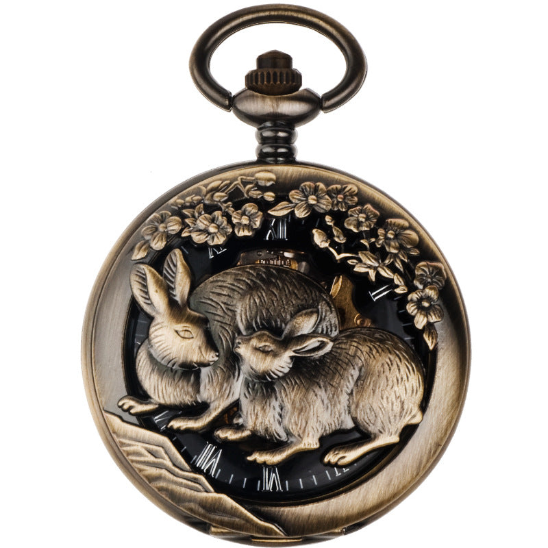 12-zodiac-animal Relief Mechanical Skeleton Watch With Roman Numeral Dial