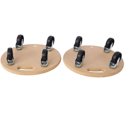 Furniture Moving Dolly, Heavy Duty Wood Rolling Mover With Wheels For Piano Couch Fridge Heavy Items, Securely Holds 500 Lbs (2 Piece Round Platform) - Natural