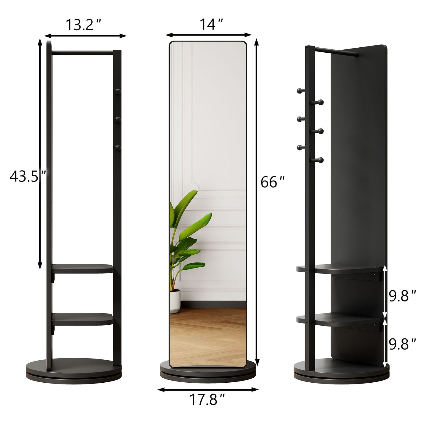 3 In 1 Multifunctional Full-Length Clothing Mirror