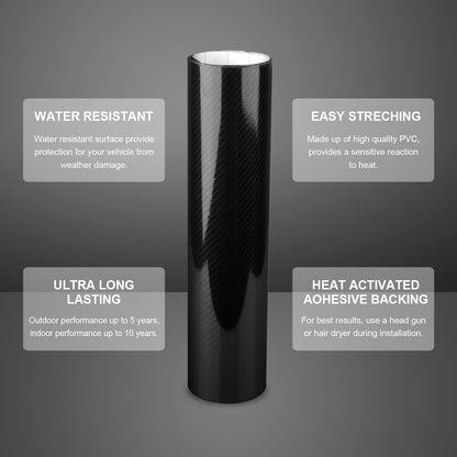 Black 7D Carbon Fiber Car Wrap High Gloss Vinyl Wrap Film Roll Bubble Free Air Release for Cars Laptops Phones