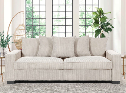 Luxe Sofa With 5 Matching Toss Pillows, Sleek Design, Spacious And Comfortable 3 Seater Couch