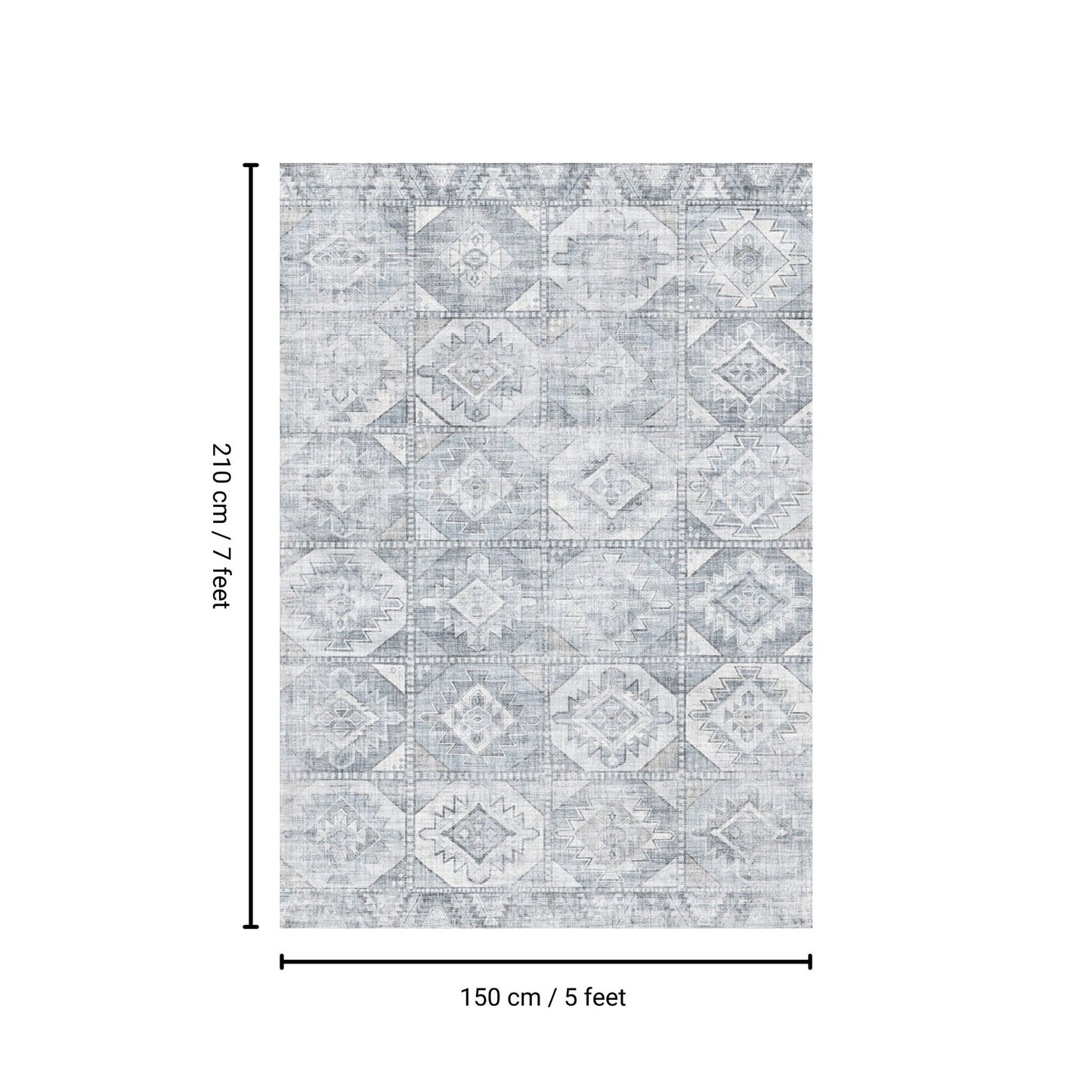 Toucan - 5' X 7' Washable Non - Slip Area Rug - Silver