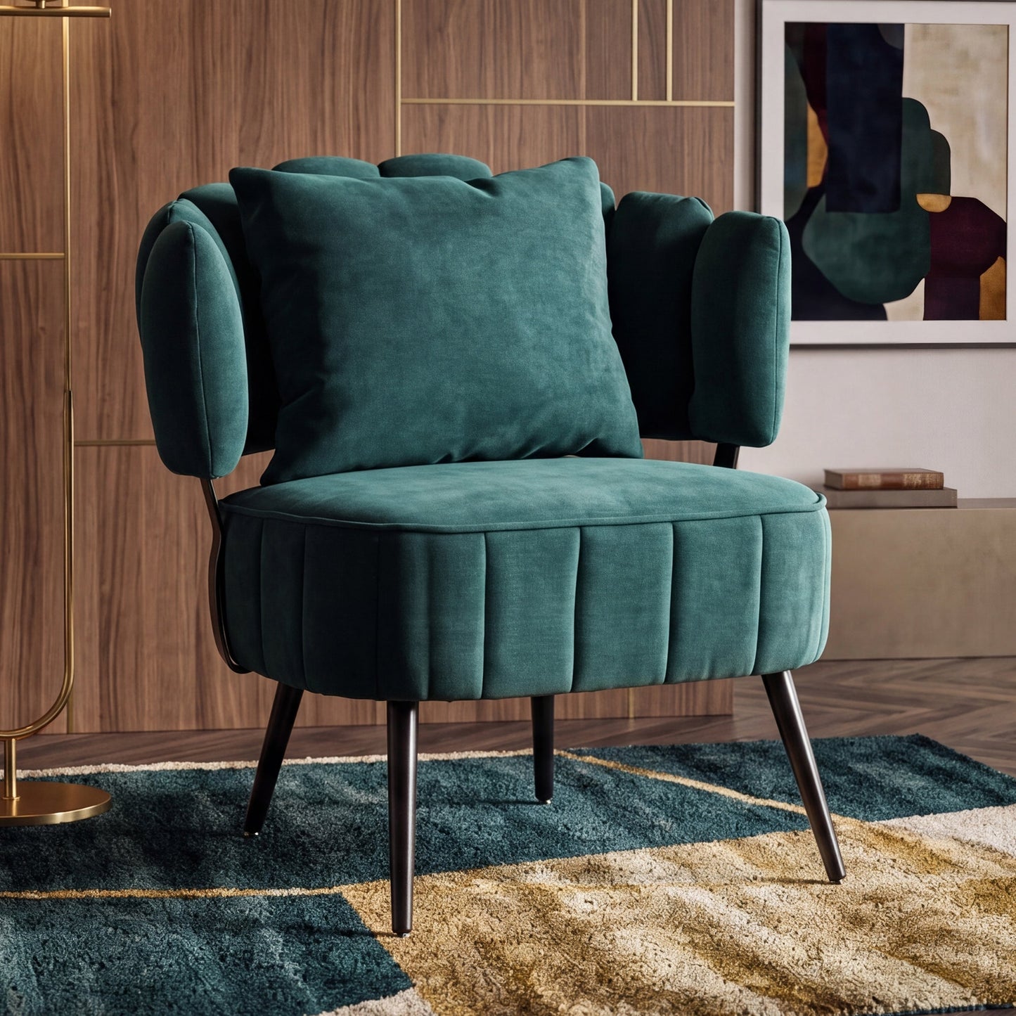 Decorative Chenille Armchair with Spring Seat Cushion