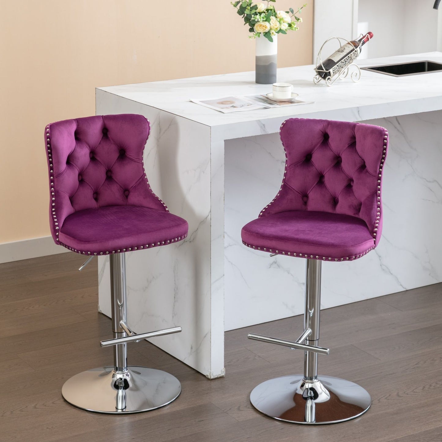 Swivel Adjustable Height Barstools Set of 2