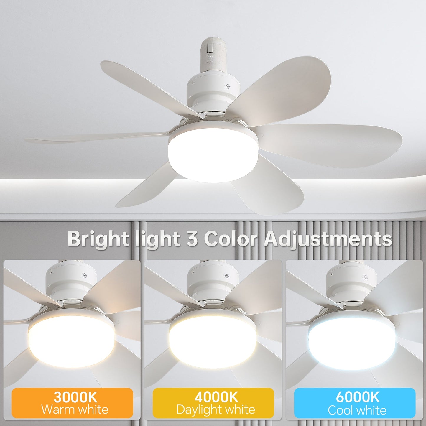 20-Inch Socket Fan Light Portable Ceiling Fan with Light and Remote