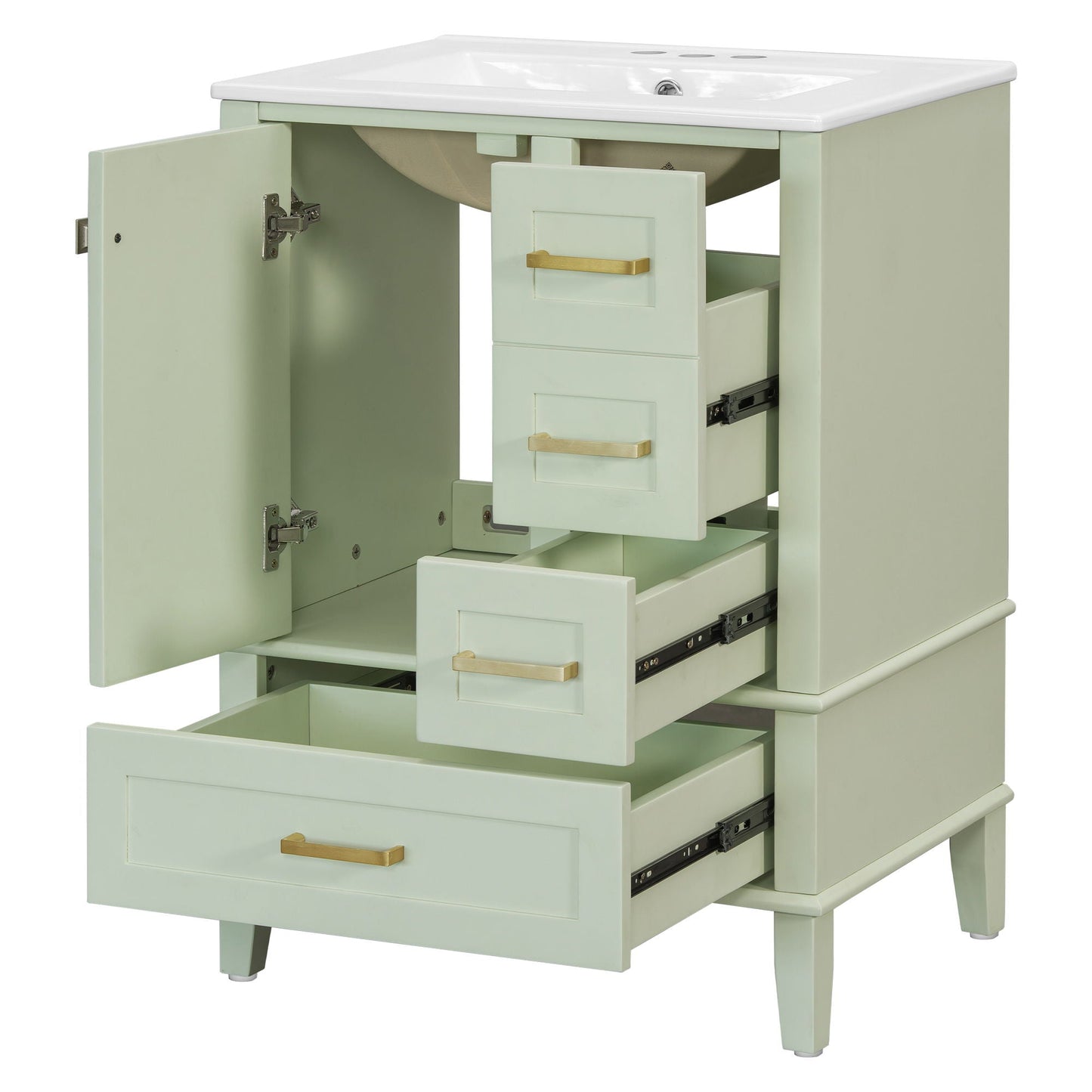 Bathroom Vanity, Modern Bathroom Cabinet With Sink Combo Set, Bathroom Storage Cabinet With A Soft Closing Door And 3 Drawers, Solid Wood Frame