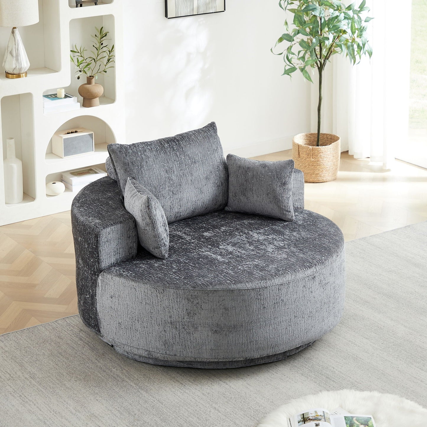 Swivel Chair With Rotating Base For Living Room