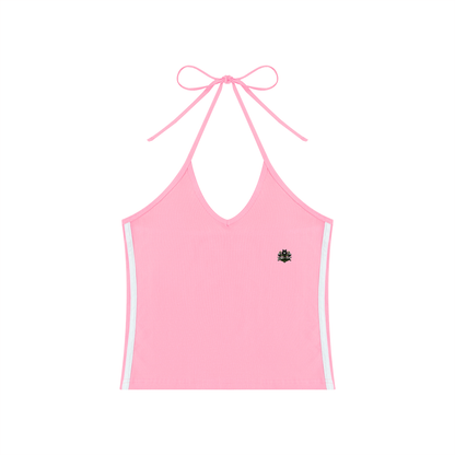Loki & Ivy Women's Color Block Halter Crop Tank Top