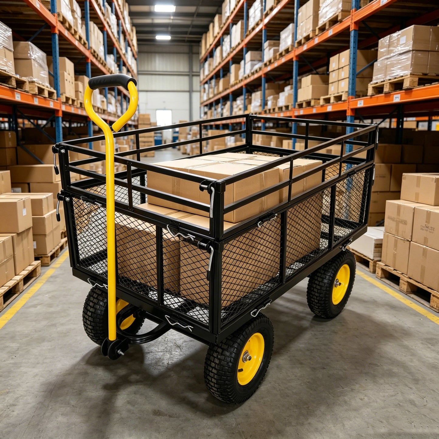 Wagon Cart Garden Cart Trucks Make It Easier To Transport Firewood Yellow+Black