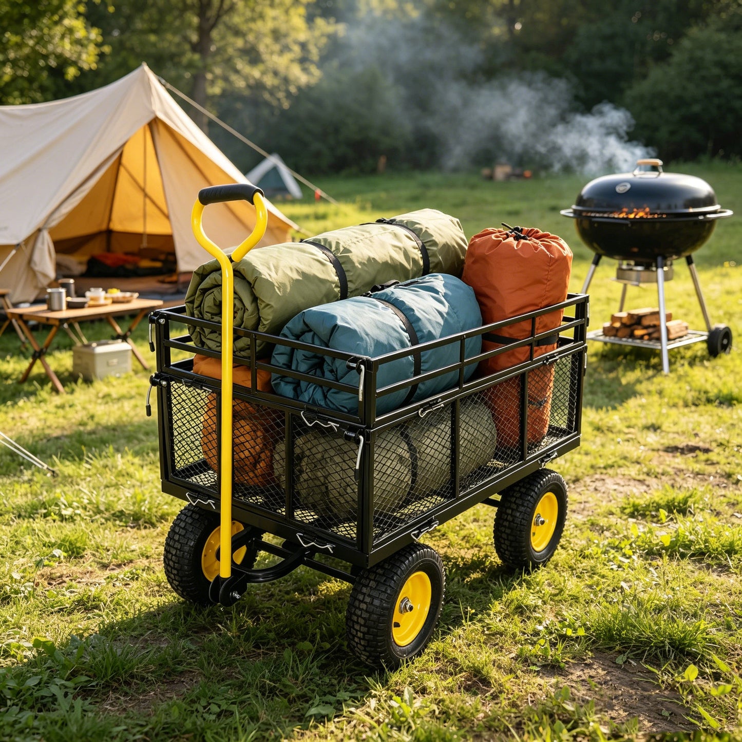 Wagon Cart Garden Cart Trucks Make It Easier To Transport Firewood Yellow+Black